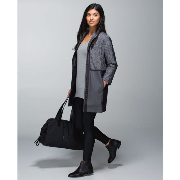 lululemon athletica Jackets & Blazers - Lululemon Cocoon Car Coat Coco Pique Shine Dot Black XS